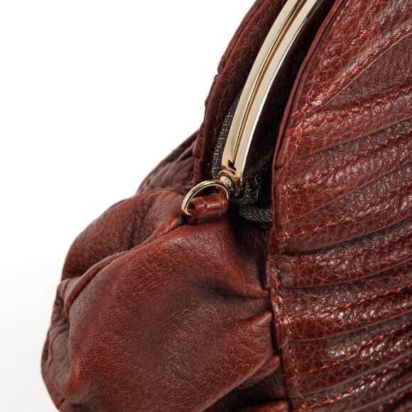 Fendi Spy SS2005 Runway Brown Leather Pleated Clutch - Picture 9 of 11